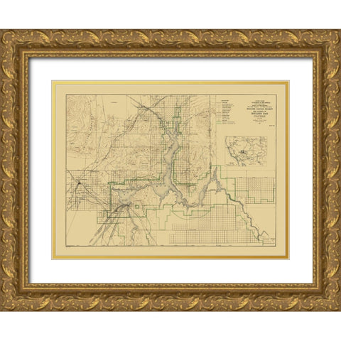 Boulder Canyon Project Nevada - DOI 1940 Gold Ornate Wood Framed Art Print with Double Matting by DOI