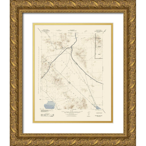 Bullfrog Nevada California Quad - USGS 1942 Gold Ornate Wood Framed Art Print with Double Matting by USGS