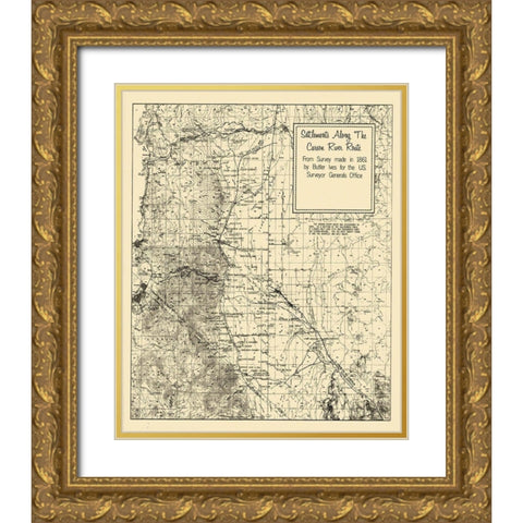 Carson River Settlement Nevada Landowner Gold Ornate Wood Framed Art Print with Double Matting by Ives