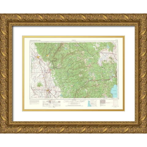 Chico California Nevada Quad - USGS 1967 Gold Ornate Wood Framed Art Print with Double Matting by USGS