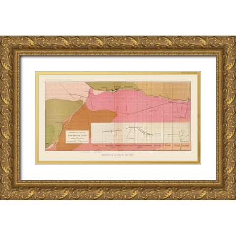 Comstock Lode Sutro Tunnel South Geology NV Gold Ornate Wood Framed Art Print with Double Matting by Becker