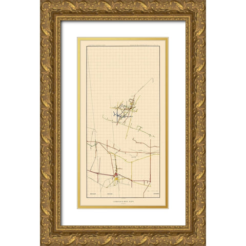 Comstock Mine Number Two Nevada - Becker 1882 Gold Ornate Wood Framed Art Print with Double Matting by Becker