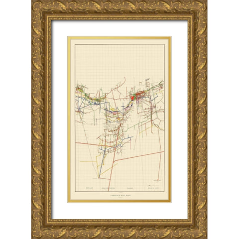 Comstock Mine Number Four Nevada - Becker 1882 Gold Ornate Wood Framed Art Print with Double Matting by Becker