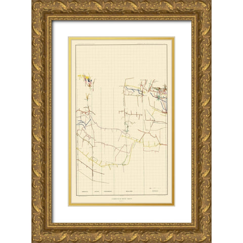 Comstock Mine Number Five Nevada - Becker 1882 Gold Ornate Wood Framed Art Print with Double Matting by Becker