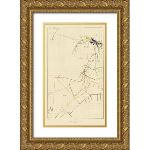 Comstock Mine Number Seven Nevada - Becker 1882 Gold Ornate Wood Framed Art Print with Double Matting by Becker