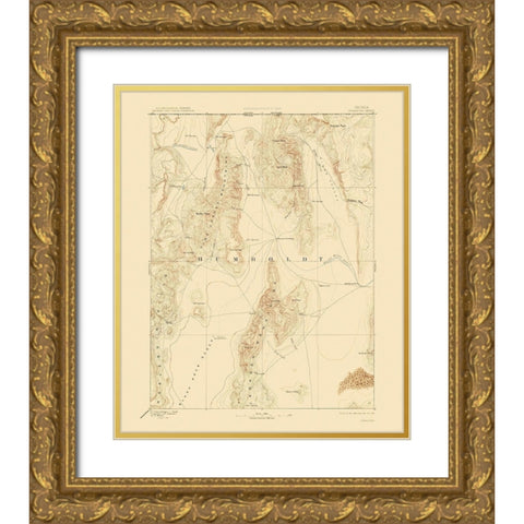 Disaster Nevada Sheet - USGS 1893 Gold Ornate Wood Framed Art Print with Double Matting by USGS