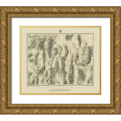 Eastern Nevada Western Utah Nevada Utah Sheet Gold Ornate Wood Framed Art Print with Double Matting by US Army