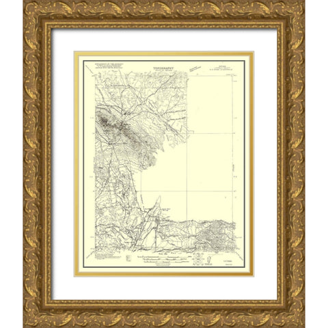 Ely Range Nevada Quad - USGS 1921 Gold Ornate Wood Framed Art Print with Double Matting by USGS