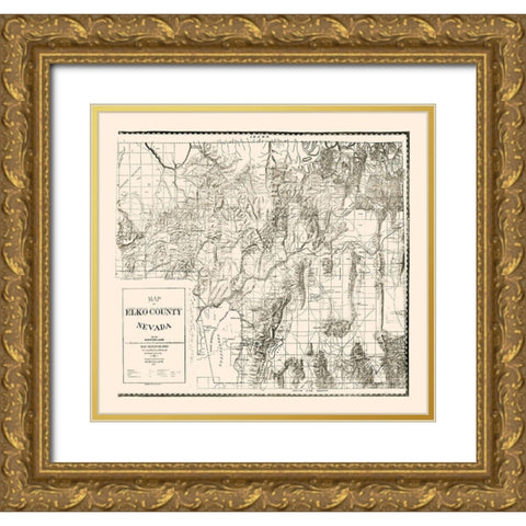 Elko County Nevada - McClellan 1894  Gold Ornate Wood Framed Art Print with Double Matting by McClellan
