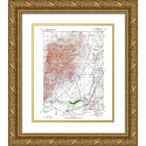 Eugene Mt Area Nevada - USGS 1939 Gold Ornate Wood Framed Art Print with Double Matting by USGS