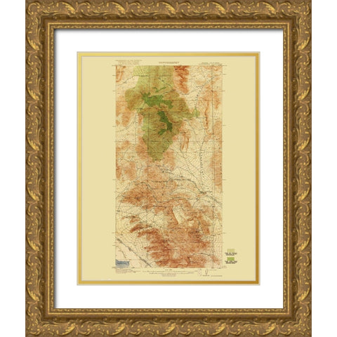 Goodsprings California Nevada Quad - USGS 1919 Gold Ornate Wood Framed Art Print with Double Matting by USGS