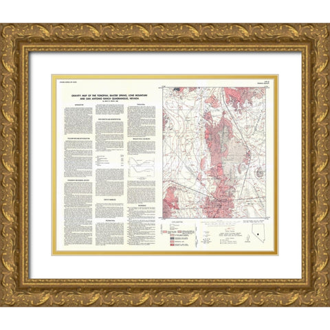 Ranch Quad Gravity Nevada Mines - Erwin 1968 Gold Ornate Wood Framed Art Print with Double Matting by Erwin