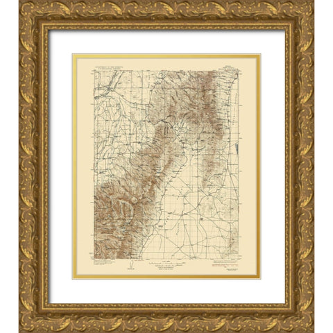 Halleck Nevada Quad - USGS 1935 Gold Ornate Wood Framed Art Print with Double Matting by USGS