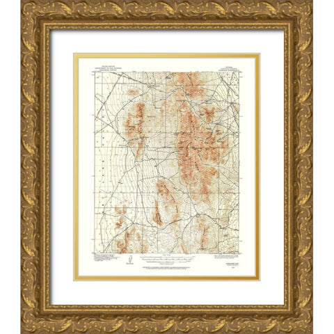 Highland Nevada Quad - USGS 1913 Gold Ornate Wood Framed Art Print with Double Matting by USGS