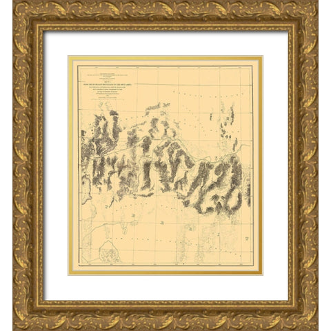 Humboldt Range Mud Lakes Nevada - Davis 1855 Gold Ornate Wood Framed Art Print with Double Matting by Davis