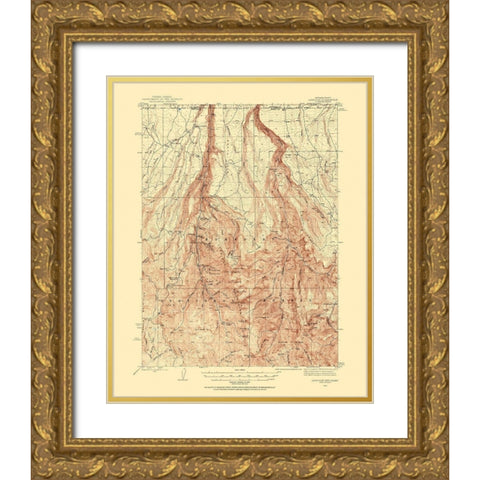 Jarbidge Nevada Idaho Quad - USGS 1943 Gold Ornate Wood Framed Art Print with Double Matting by USGS