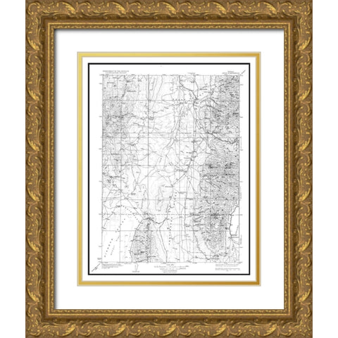 Jiggs Nevada Quad - USGS 1935 Gold Ornate Wood Framed Art Print with Double Matting by USGS