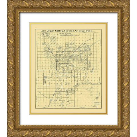Las Vegas Valley Nevada Landowner - McWilliams Gold Ornate Wood Framed Art Print with Double Matting by McWilliams