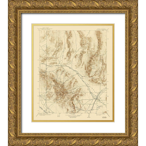 Las Vegas Nevada Quad - USGS 1908 Gold Ornate Wood Framed Art Print with Double Matting by USGS