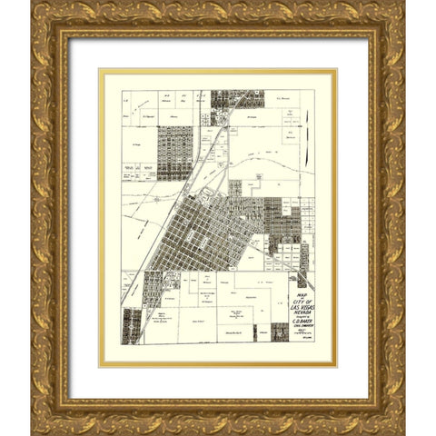 Las Vegas Nevada Landowner - Baker 1940 Gold Ornate Wood Framed Art Print with Double Matting by Baker
