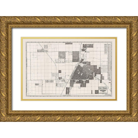 Las Vegas Nevada Landowner - Pioneer Title 1946 Gold Ornate Wood Framed Art Print with Double Matting by Pioneer Title