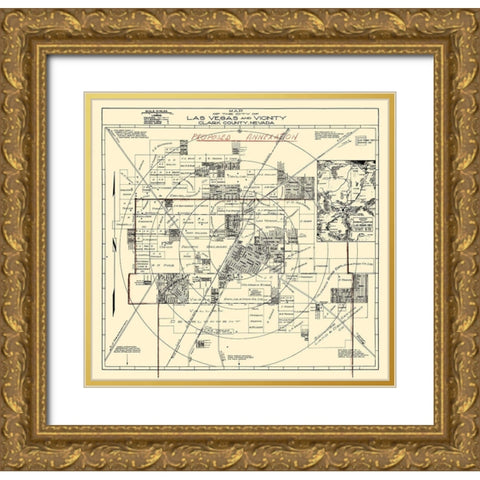 Las Vegas Nevada Landowner - Las Vegas Airport Gold Ornate Wood Framed Art Print with Double Matting by Las Vegas Airport