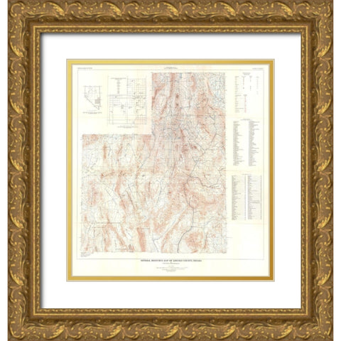 Lincoln County Minerals Nevada Mines - Tschanz Gold Ornate Wood Framed Art Print with Double Matting by Tschanz