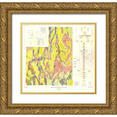 Lincoln County Nevada Mines - Tschanz 1954 Gold Ornate Wood Framed Art Print with Double Matting by Tschanz
