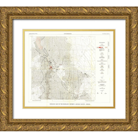 Highland District Lincoln County NV Mines Gold Ornate Wood Framed Art Print with Double Matting by Tschanz