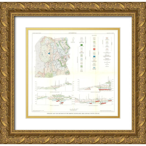 Lincoln County Bristol Silver Mine Area NV Gold Ornate Wood Framed Art Print with Double Matting by USGS