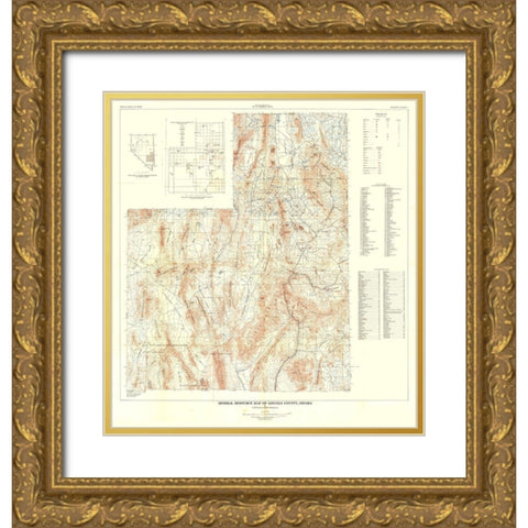 Lincoln County Minerals Nevada Mines - Tschanz Gold Ornate Wood Framed Art Print with Double Matting by Tschanz