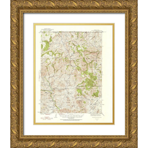 Mountain City Nevada Idaho Quad - USGS 1936 Gold Ornate Wood Framed Art Print with Double Matting by USGS