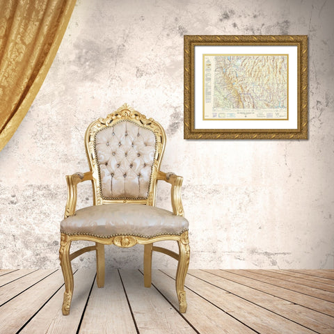 Mt Whitney California Nevada Arizona Sheet Gold Ornate Wood Framed Art Print with Double Matting by USAF