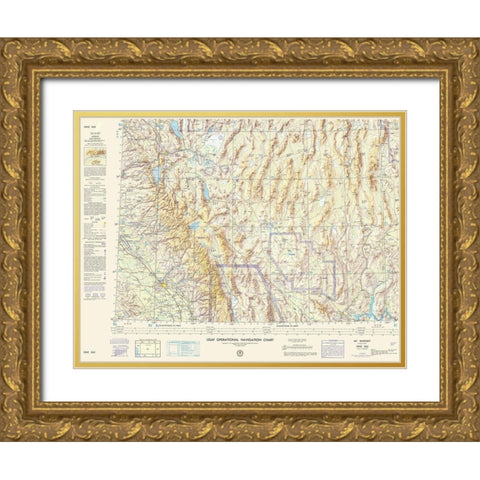 Mt Whitney California Nevada Arizona Sheet Gold Ornate Wood Framed Art Print with Double Matting by USAF