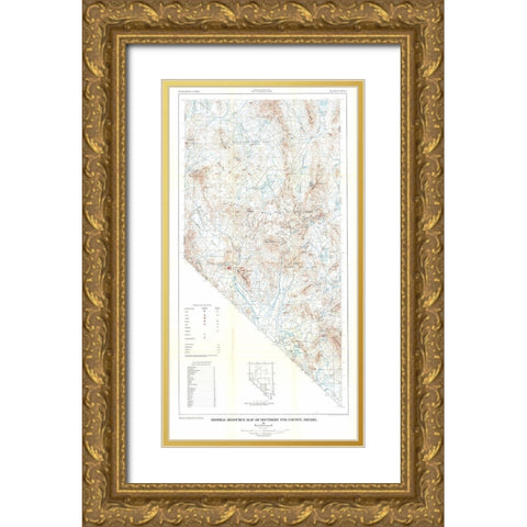 Southern Nye County Minerals NV Mines Gold Ornate Wood Framed Art Print with Double Matting by Cornwall