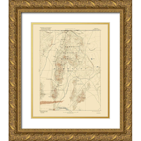 Paradise Nevada Sheet - USGS 1893 Gold Ornate Wood Framed Art Print with Double Matting by USGS
