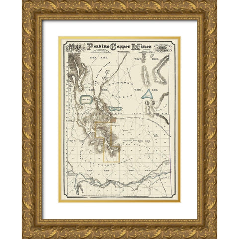 Peavine Copper Mines Nevada - Hatch 1867 Gold Ornate Wood Framed Art Print with Double Matting by Hatch