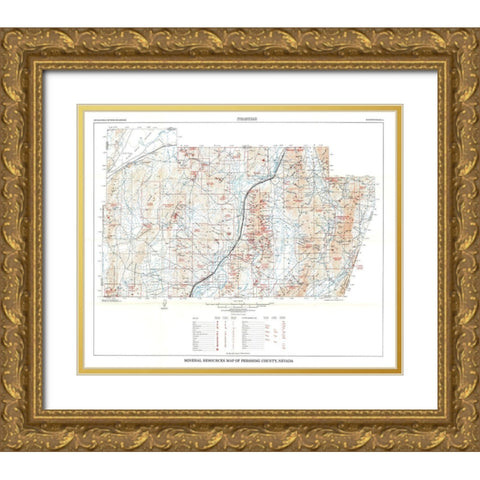 Pershing County Minerals Nevada Mines Gold Ornate Wood Framed Art Print with Double Matting by Johnson