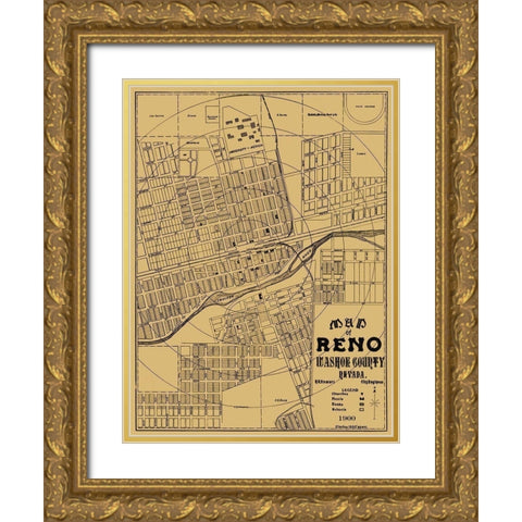 Reno Nevada Landowner - Stewart 1900 Gold Ornate Wood Framed Art Print with Double Matting by Stewart