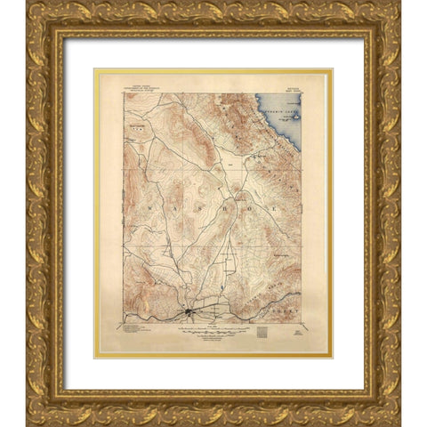 Reno Nevada Sheet - USGS 1893 Gold Ornate Wood Framed Art Print with Double Matting by USGS