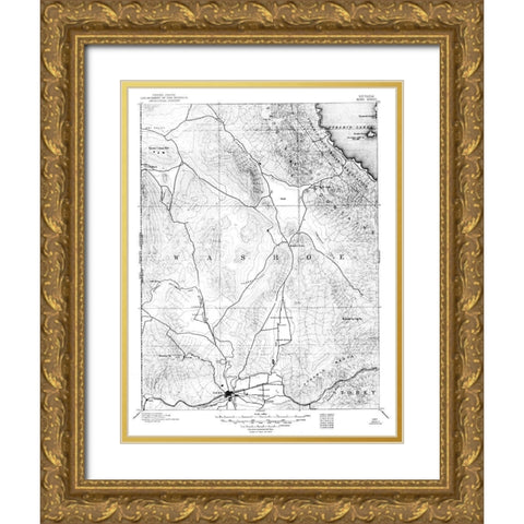 Reno Nevada Sheet - USGS 1889 Gold Ornate Wood Framed Art Print with Double Matting by USGS