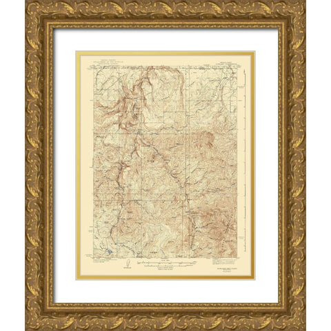 Rowland Nevada Idaho Quad - USGS 1940 Gold Ornate Wood Framed Art Print with Double Matting by USGS