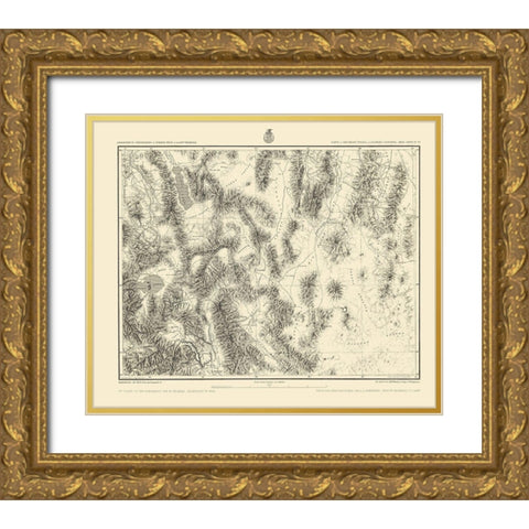 Southern Nevada California Geographical Sheet Gold Ornate Wood Framed Art Print with Double Matting by US Army