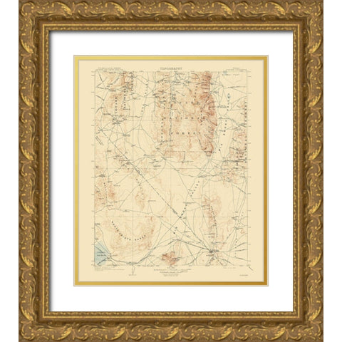 Tonopah Nevada Quad - USGS 1908 Gold Ornate Wood Framed Art Print with Double Matting by USGS