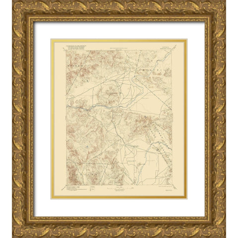 Wabuska Nevada Sheet - USGS 1894 Gold Ornate Wood Framed Art Print with Double Matting by USGS