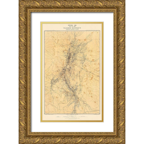 Washoe Mining District Claims Nevada - Hoffman Gold Ornate Wood Framed Art Print with Double Matting by Hoffman