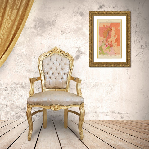 Washoe District Nevada - Becker 1882 Gold Ornate Wood Framed Art Print with Double Matting by Becker