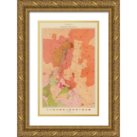 Washoe District Nevada - Becker 1882 Gold Ornate Wood Framed Art Print with Double Matting by Becker