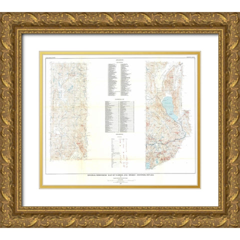 Washoe Storey Counties Mineral NV Mines Gold Ornate Wood Framed Art Print with Double Matting by Bonham