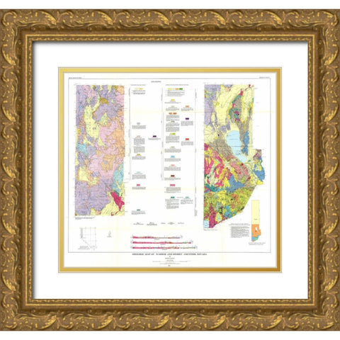 Washoe Storey Counties Nevada Mines - Bonham 1969 Gold Ornate Wood Framed Art Print with Double Matting by Bonham